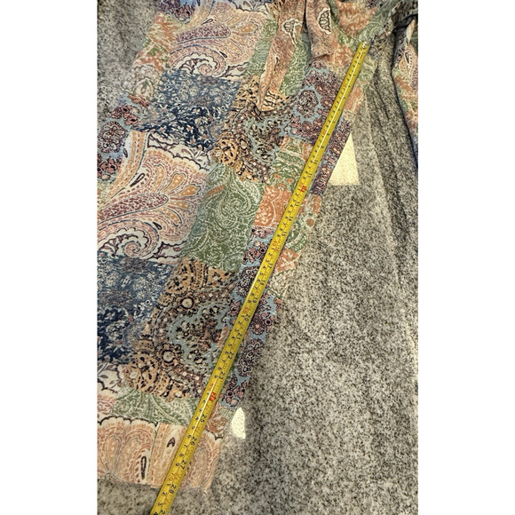 Rachel Zoe Womens Linen Resort Patchwork Wide Leg Pants Size L Prep Beach Paisle - Picture 13 of 13